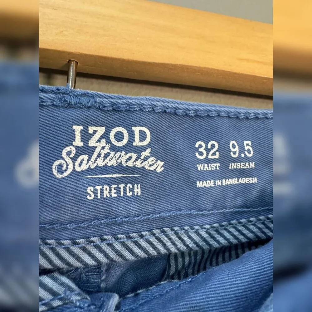 Men's Blue Izod Saltwater Stretch Cotton Shorts Size 32 EUC